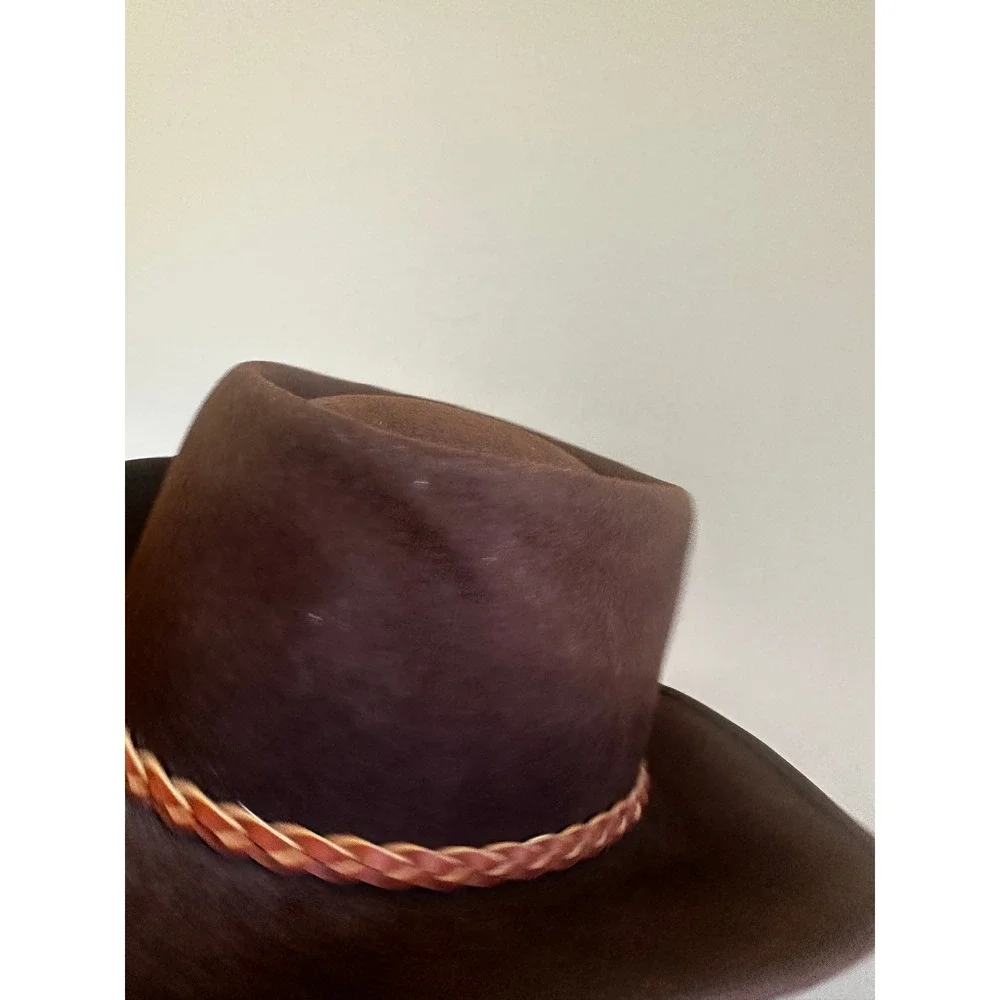 Vintage Goorin Bros of California Lite Felt 100% Wool Hat Wide Brim Fedora Brown